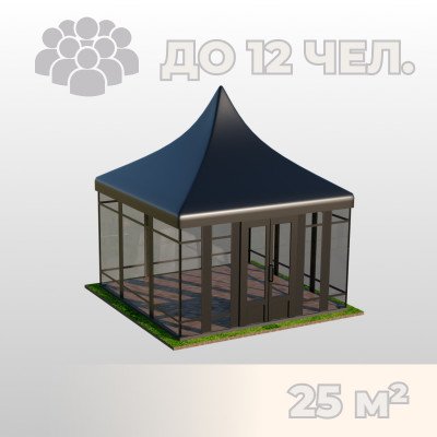 Аренда черного шатра Пагода 5х5 м остекленного!
