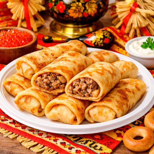 Закажите блины с мясом с доставкой на мероприятие