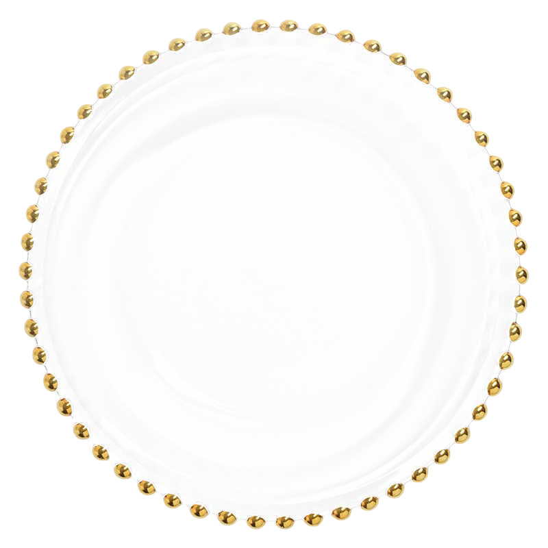 Тарелка подстановочная Барбара пластиковая с золотыми бусинками 33 см