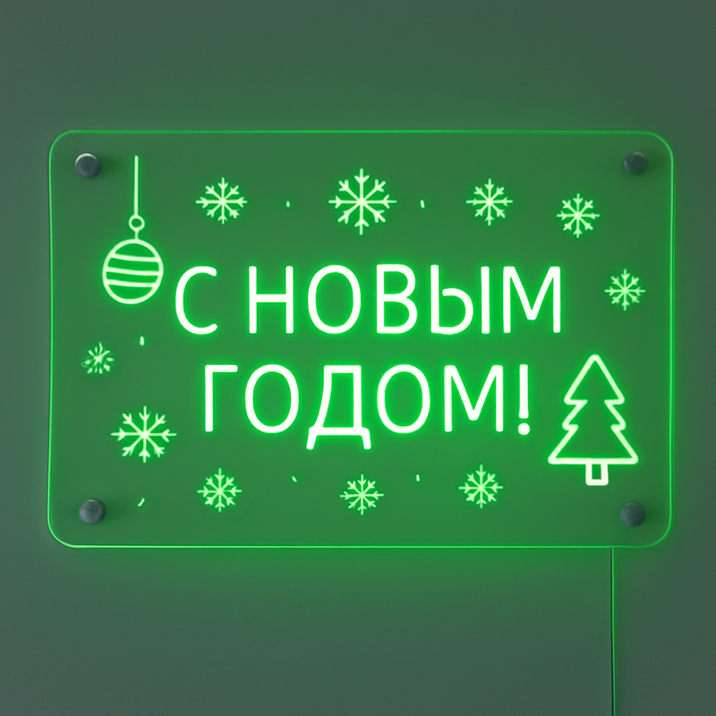 Неоновые вывески «С новым годом»