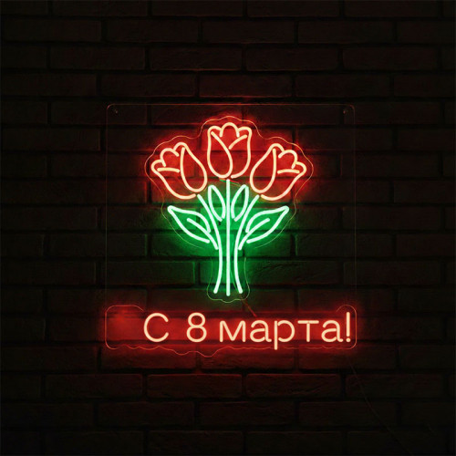 Неоновая вывеска «Букет цветов»