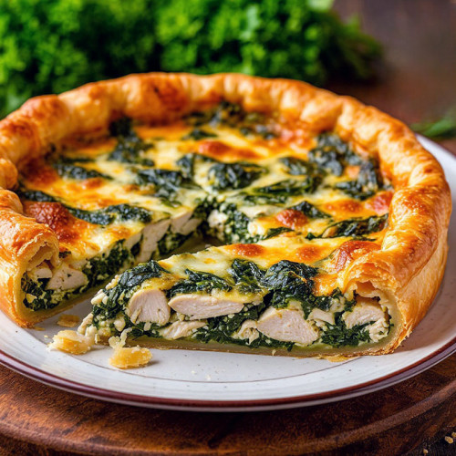 Пирог куриный с сыром и шпинатом