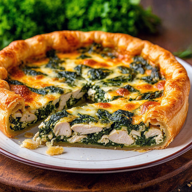 Пирог куриный с сыром и шпинатом