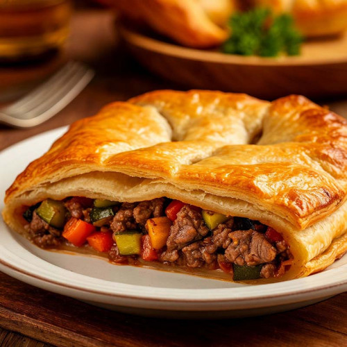 Пирог с говядиной и овощами-гриль