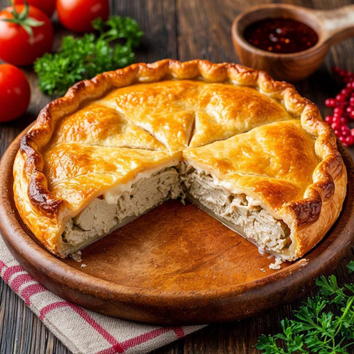 Пирог с ветчиной из индейки и сыром