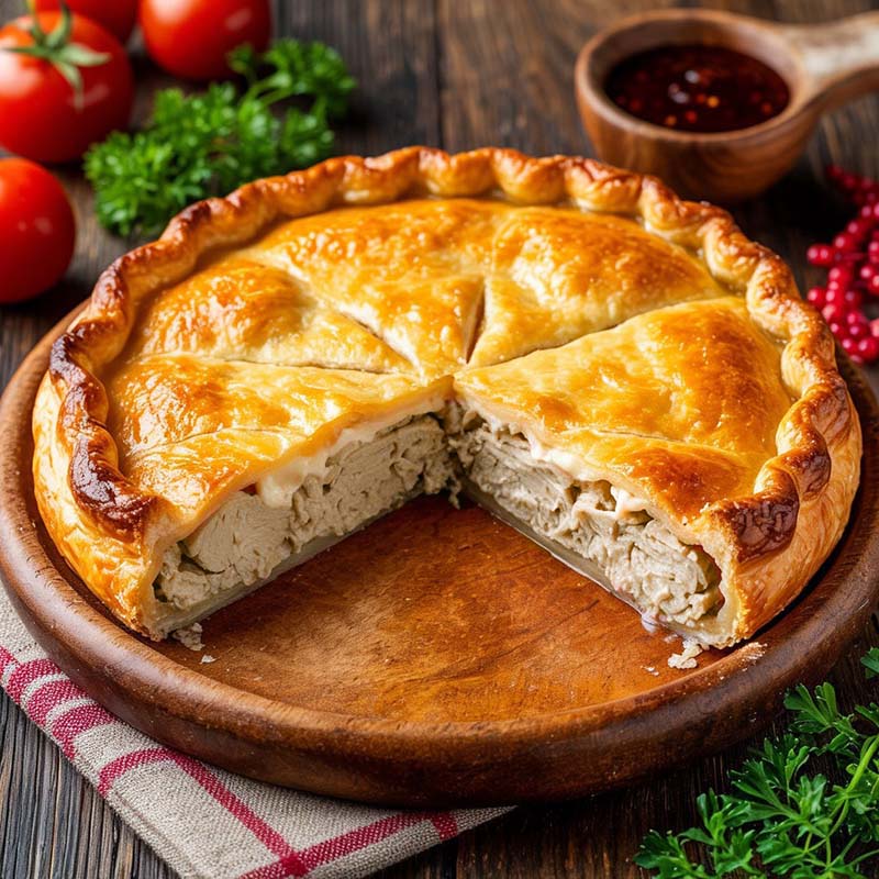 Пирог с ветчиной из индейки и сыром